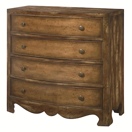 4 Drawer Chest with Antique Brassy Knobs and Apron Base